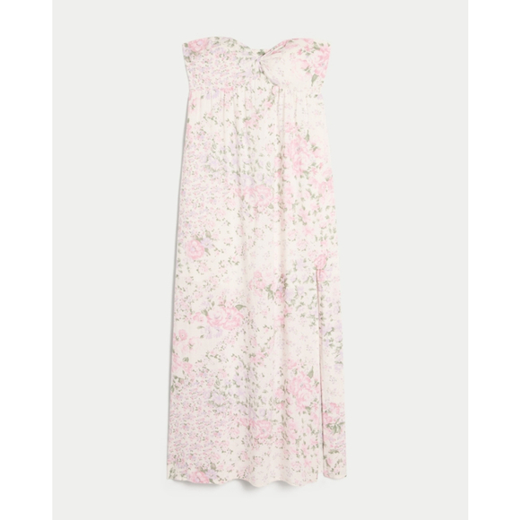 NWT HOLLISTER Floral Maxi Dress Size L White Pink - Picture 3 of 7
